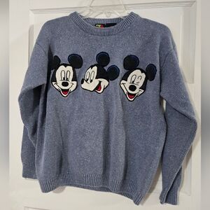 Vintage Disney Blue Crewneck Sweater with Mickey Mouse Design